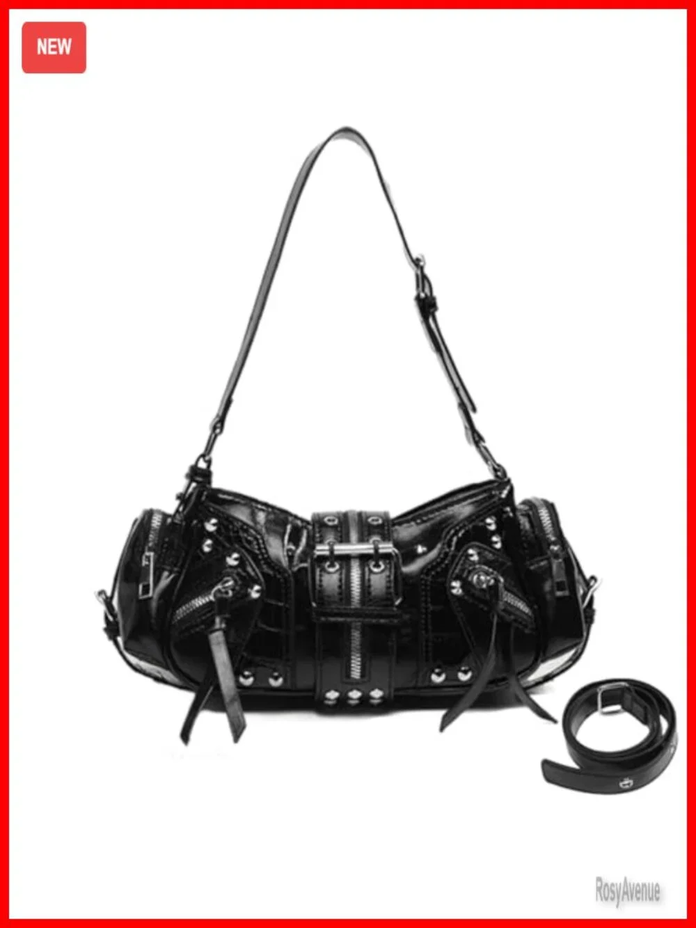 Women's Hobo Shoulder Bag Faux Leather Multi-Pocket Tote with Zipper Adjustable